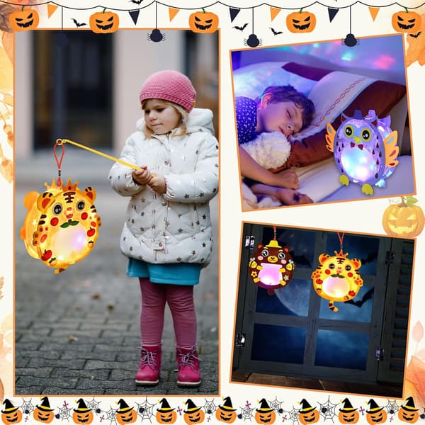 3-delt dyrelanterne-sæt: Ugle, tiger, bjørn DIY lanterne-sæt til Halloween, Mortensaften, jul