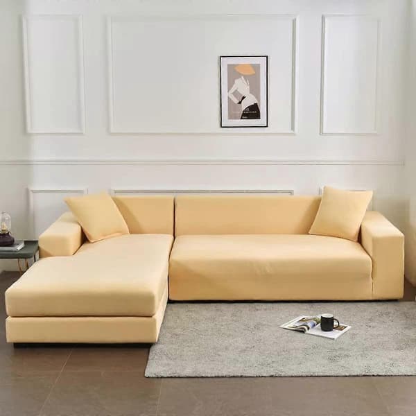 Elastisk sofabetræk, komfortabelt strækstof (beige, 140-180 cm)