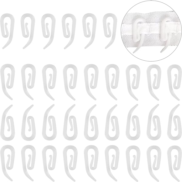 130 Pack Vita Plastgardin Hängare för Dörrgardin, Fönstergardin, Gardin Huvudband Draperihängare 2.8cm x 1.2cm