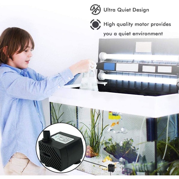 48 GPH [180 LPH] 3W Ultrastille Desktop Lite Akvarium Vannpumpe, Hagedam, Mobil Båt, Fontene