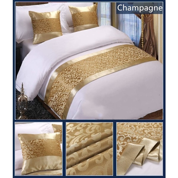 Champagne Jacquard Sängscarf Runner Sängkläder för Hem Hotell Gästhem (Färg: Guld, Storlek: 50x210cm (för 1,5m säng))