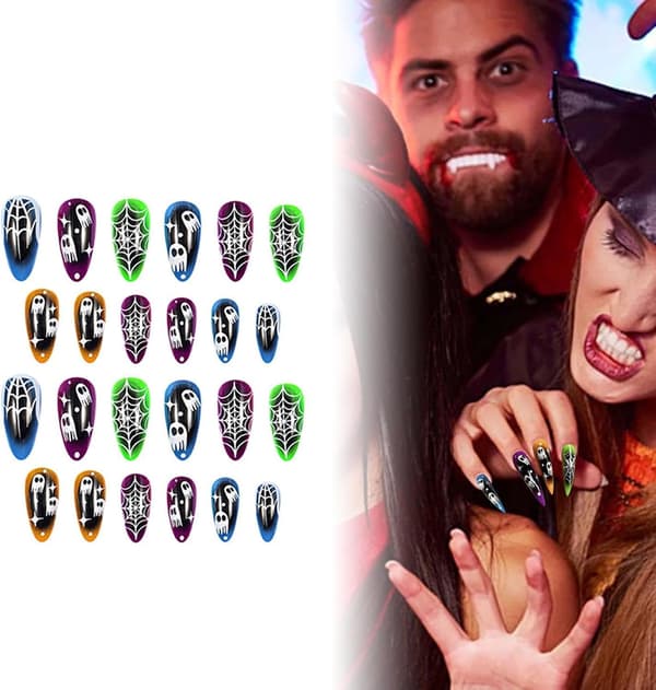 24-delade återanvändbara Halloween-nageltippar för manikyr