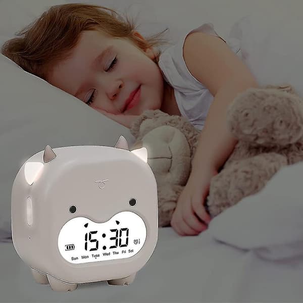 Koala digitaalinen herätyskello, valkoinen, USB-ladattava lasten herätyskello