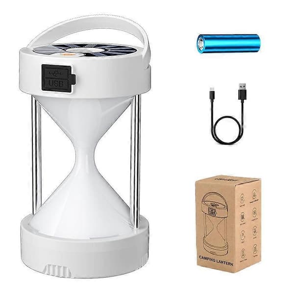 Oppladbar solcelle-campinglykt, vanntett LED-campinglys batteridrevet med 4 lysmoduser, 3700 mAh C-stil