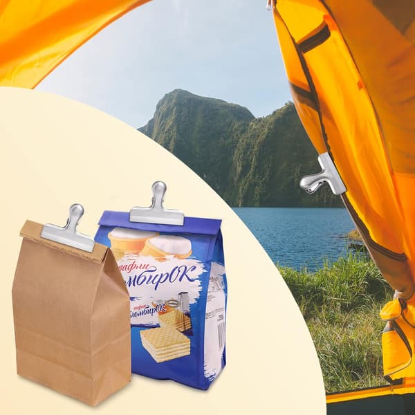 Sett med 6 matposeklemmer, chipsklemmer i rustfritt stål, chipsklemmer, matposeklemmer