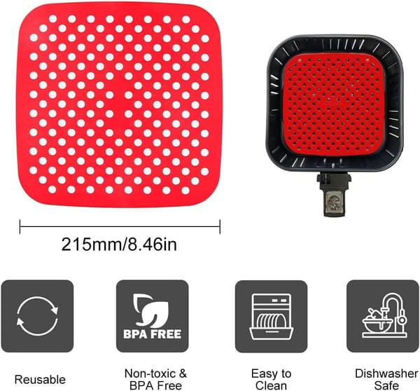 Stk. Firkantede silikone bageplader til airfryer, genanvendelige airfryer steamer måtter, perforerede