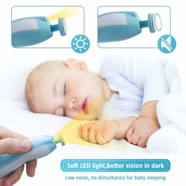 Elektrisk neglefil for baby, ingen skarpe klør som skader, 6 i 1 sikkerhetstrimmerklipper