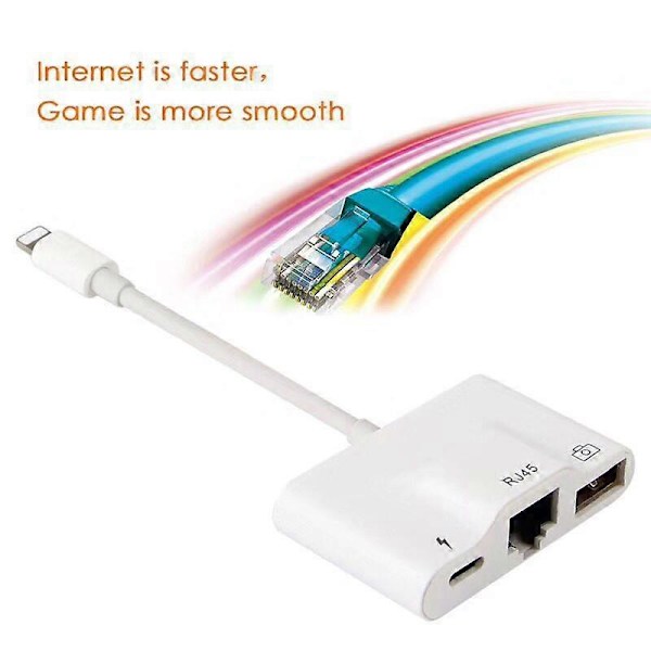 Lightning til RJ45 Ethernet LAN 10/100Mbps netværks Ethernet-adapter med Lightning til iPhone/iPad