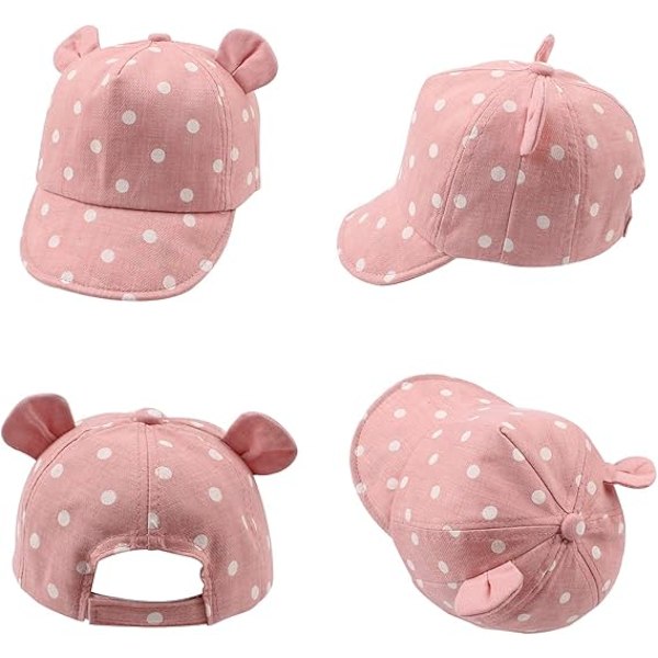 Summer Infant Baseballkeps Björnöron Småbarn Flickor Solhattar Vår Söt Bebismössa för Pojkar 6-24 Månader Pink
