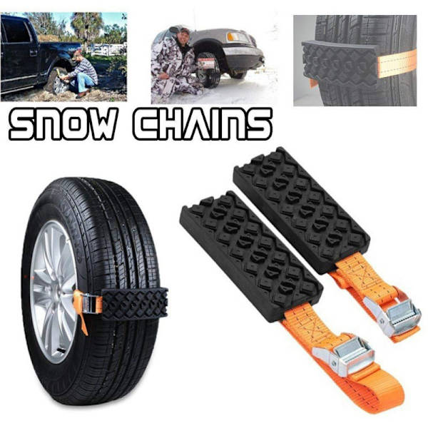 2 STK Gjenbrukbare Anti-Snø Kjettinger for Bil, Bil Nødhjelp, Sand, Mudder, Snø Dekkstige for Bil SUV Pickup Trucks