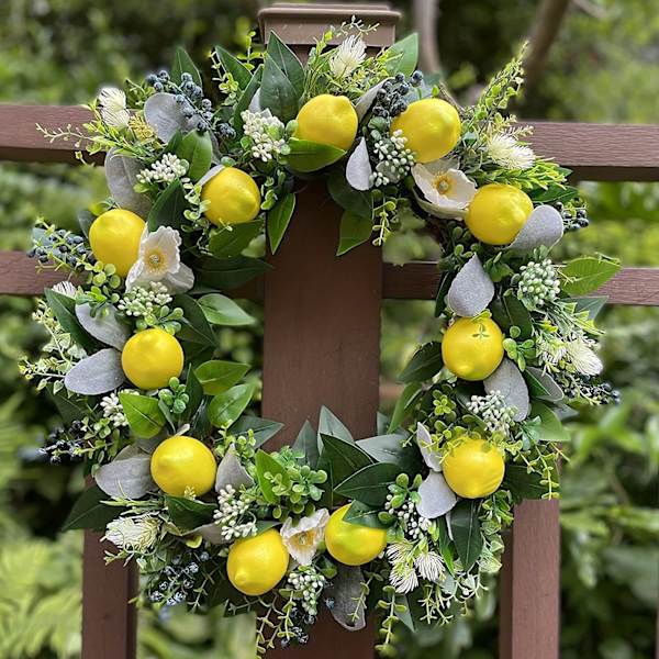 Kranse, Sommer Citron Kranse, Eukalyptus Krans til Hoveddør, Krans Dekorationer til Forår, Sommer, Efterår og Vinter