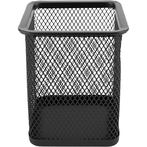 Metal Firkantet Penholder | Penholder Cube Lavet af Trådmetal | Multifunktionel Mesh Kop til Kuglepen Sort