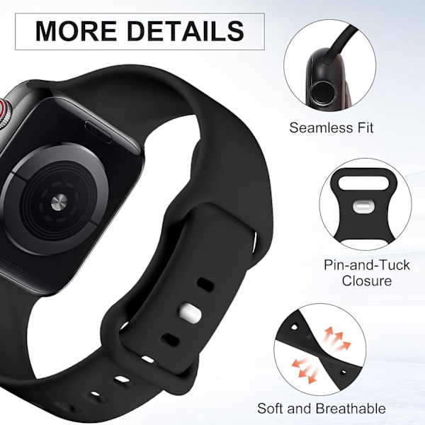 3-pack remmar kompatibla med Apple Watch 38mm 40mm 41mm, silikonersättningsband för iWatch Series 9 8 7 6 5 4 SE, flerfärgad