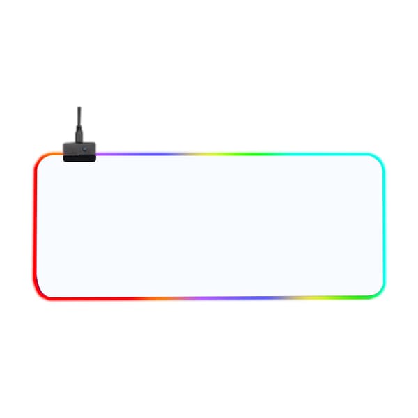 RGB Gaming Musematte - 800x300 mmx4mm Oversize - LED Multi farge - 14 lysmoduser - vaskbar - Hvit