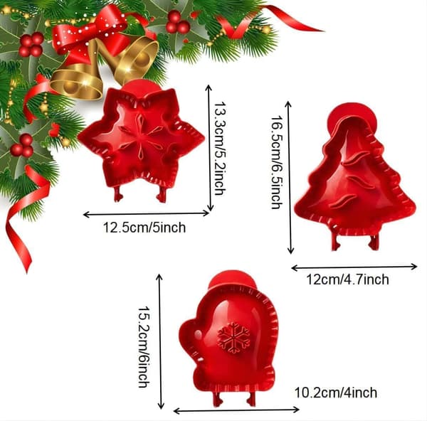 Set med 3 återanvändbara pepparkaksformar i plast, 3D-kakformar, kexformar, bakformar