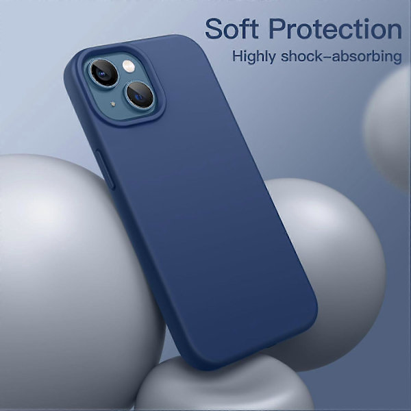 Silikone Etui Kompatibelt med iPhone 13 6.1-tommer, Silkeblødt Touch Fuld-krops Beskyttelsesetui, Stødsikkert Cover med Mikrofiberforing (Koboltblå)