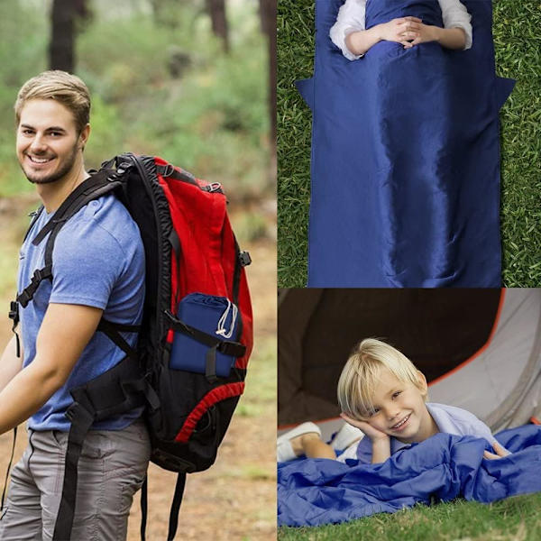 Reise Lakenpose, Bomull Slitesterk og Supermyk 220 x 115cm for Camping Sovepose, Vandrerhjem, Busser, Piknik, Tog med Putelommer