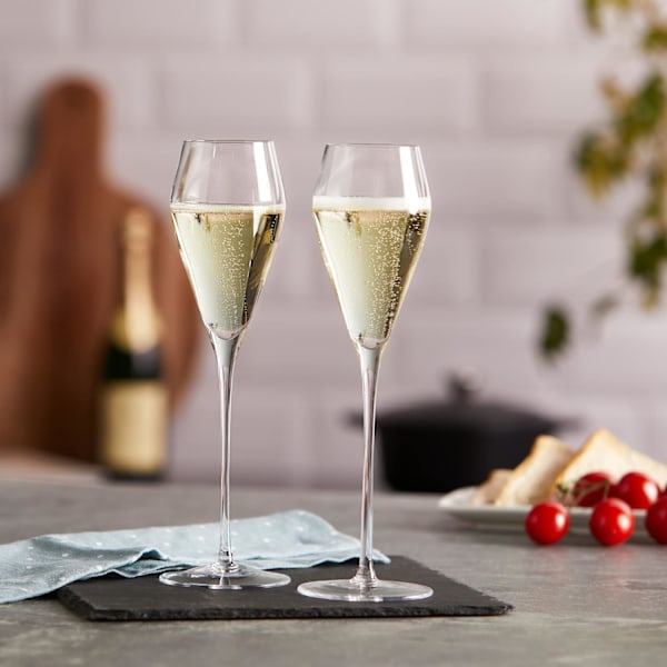 Viinilasit Prosecco 250 ml Kirkas | 2 kpl | Suupuhallettu ja käsintehty lasi, Samppanjalasit