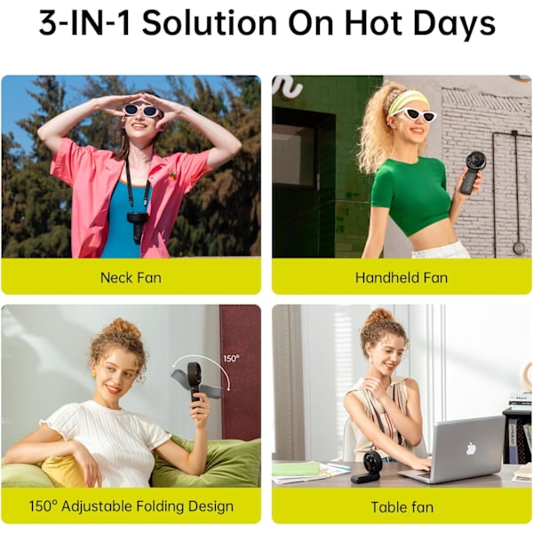 Handhållen Fläkt Life7 – Ultimat Flexibilitet: Högeffektsmotor, LED-Display, 5000mAh Uppladdningsbar, 5 Hastigheter, Vikbar Design Black