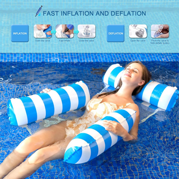 Uppblåsbara Poolflottar för Simbassäng, Vattenhängmatta, Uppblåsbara Hängmatteflottar för Vuxna, Uppblåsbar Pool Lounge-2 st