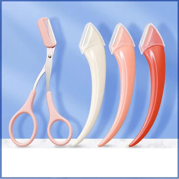 4 STK. Øjenbrynsknivsæt, Øjenbrynskniv, Øjenbrynstrimmersæt, Dermaplaning-blade til ansigt, Ansigtsbarbermaskiner Øjenbrynsshaver