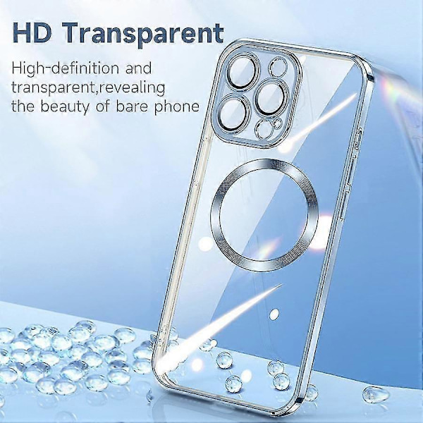Magsafe Magnetiskt Skal Kompatibelt Med Iphone 14 Pro Max/14 Pro/14 Plus/14, Transparent Silikon Linsskydd