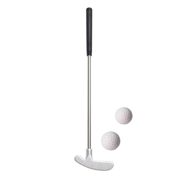 1 Sæt Mini Golf Putter Kølle Med 2 Golfbolde Greb Højre Venstre Håndet Rustfrit Stål Golfkølle Børn Voksne Bordspil Golf silver