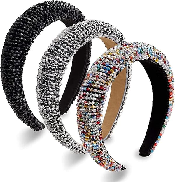 3-delt Rhinestone Hårbøyler Krystall Diamant Polstret Bred Hårbøyle Hodeplagg