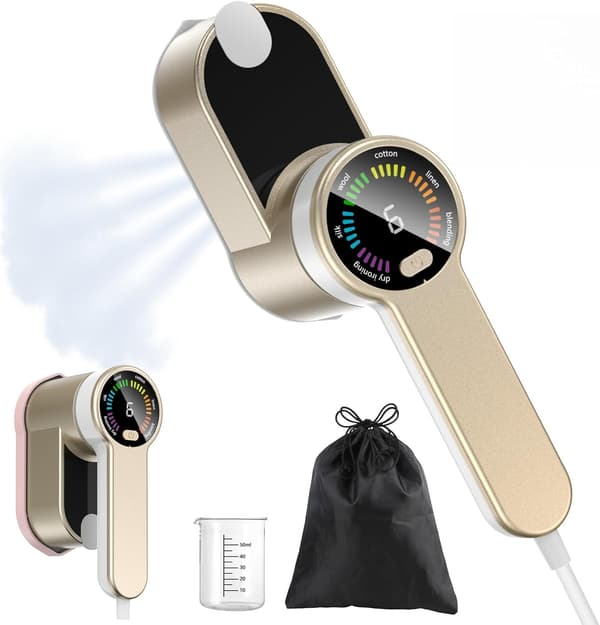 Reise Mini Steamer Bærbar LED Klesdamper - 6 Smarte Moduser - 9s Ekspress Oppvarming - 1200w Klesdamper - Gull
