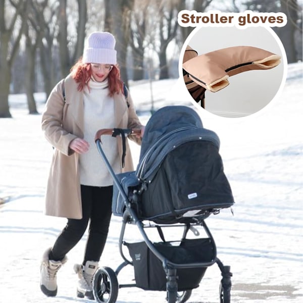 Vogn Fleece Håndmuffe | Vanntett Vogn Håndmuffe | Vindtett & Frostsikker Håndvarmer Tykkere Vinterhansker, Khaki