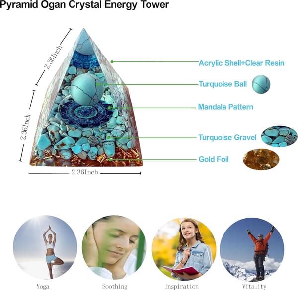 Krystal Pyramide Sten Livets Træ Energi Kvarts Krystaller Positiv Energi Generator Beskyttelse Style 2