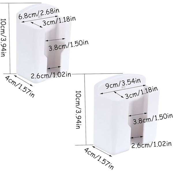 2 st Universal Fjärrkontroll Väggfäste Abs Fjärrkontrollhållare Väggfäste Limmad Förvaringslåda För (Vit)