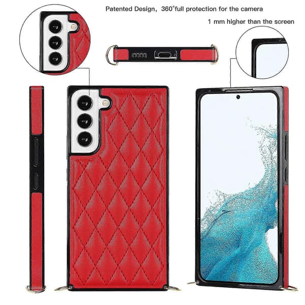 Fodral Kompatibelt med Samsung Galaxy S22 Ultra, Diamantgaller Präglat PU Läderfodral