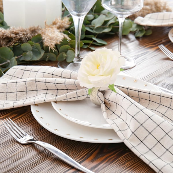 Blomster Servettringar Set, 6 Stycken Handgjorda Rosblomster Servettringar, Matbordsdekorationer, Servetspänne