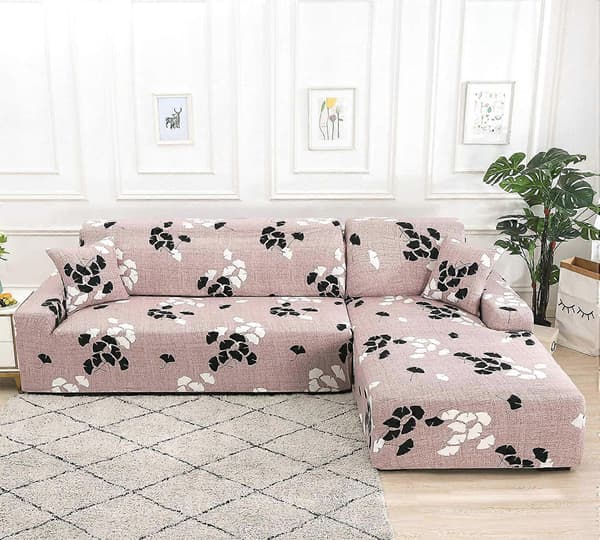 Sofatrekk, Sklisikkert Sofatrekk med Blomstermønster (Brunt Lønneblad, 1-seters Sofatrekk: 90-140cm)