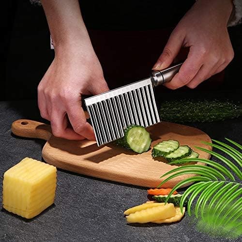 Crinkle Cutter Grønnsaker Rustfritt Stål Crinkle Kutter med Hengehull Bølgekutter for Potet, Gulrot