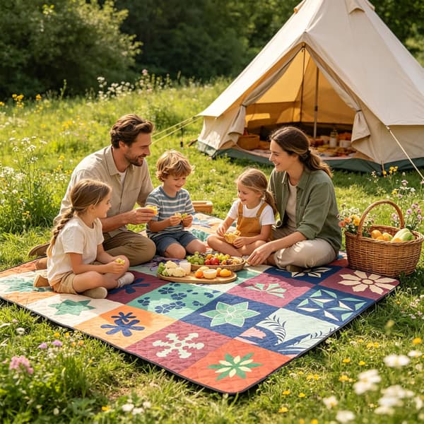 Picknickfilt 200 x 200 cm – Extra stor XXL strandfilt, perfekt för camping och picknick