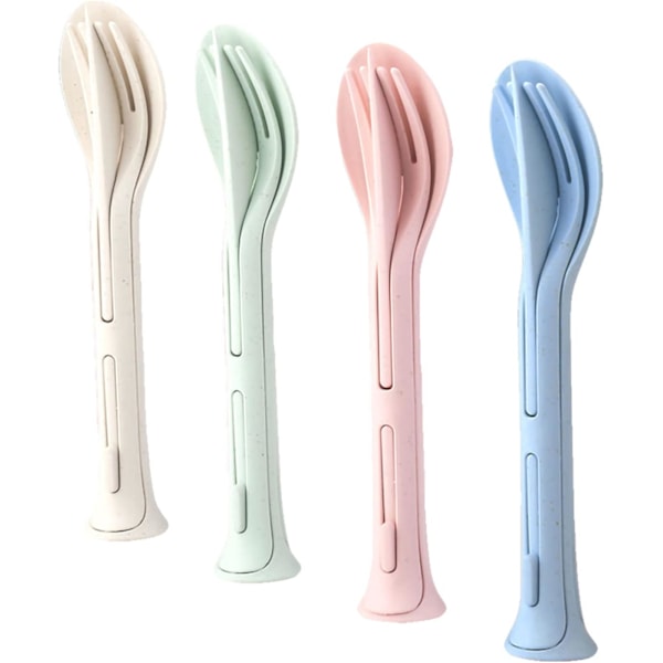 Bestick av vetehalm, 4 set bärbart bestickset, sked gaffel ätpinnar bestickset resebestickset