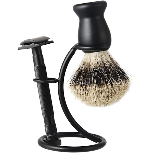 Barberhøvelstativ, barberhøvel- og barberkostholder, universell barberhøvel metallbørsteholder, barberkostholder (svart)