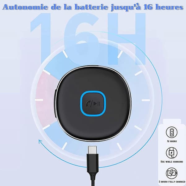 Bluetooth 5.0 Mottaker, AUX 3.5mm Jack Audio Adapter, Bluetooth Bilmottaker, Håndfri Oppringing, Kablet Headset, Bilhøyttalere