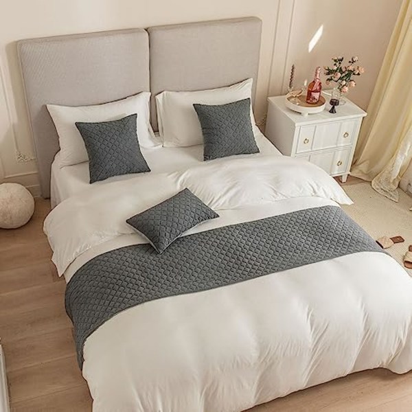 Sengekapper og matchende putetrekk, vendbare Jacquard sengekapper skjerf hjemmedekorasjon hotell sengetøy sengehåndkle beskyttelse