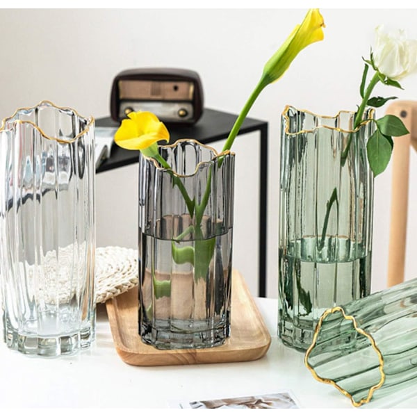 Hög Glasvas för Blomvas Tjock Stor Cylindervas Heminredning Grön 12x30cm