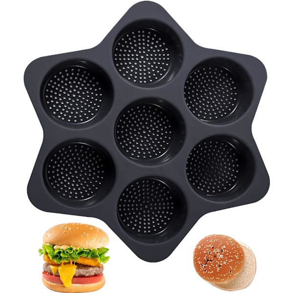 Silikone Hamburgerbolleform 7 hulrum brødform Non-stick bageform Pannon-stick form let at frigøre