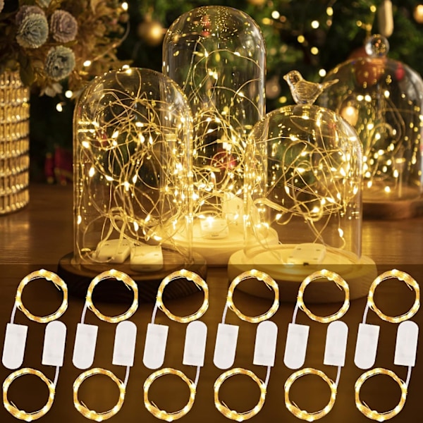 12 Pack LED-ljusslingor, 2,1 m 20 LED:er Varmvit Batteridrivna Ljusslingor, Vattentäta Mini LED-ljusslingor