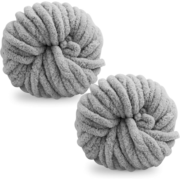 Paksu villalanka 250g × 2, neulelanka karkea lanka monivärinen neulelanka, lankaprojektien tekemiseen grey