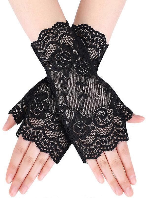 Fingerløse blondehandsker teselskabshandsker solbeskyttelse brude blomsterhandsker