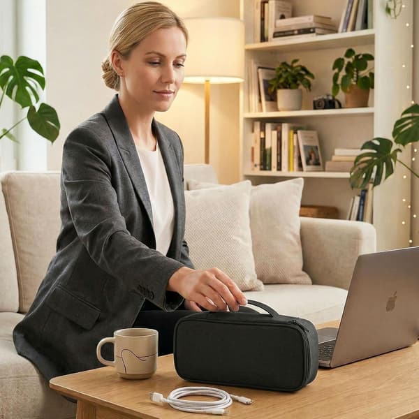 1 reiseveske for kabler, polyester, 20 x 12 x 5,3 cm, svart