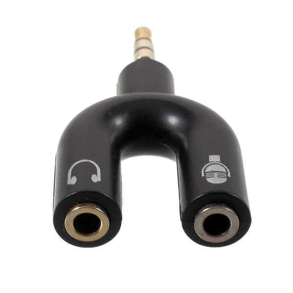 U-formet 3,5 mm stereo audio han til 2 hun hovedtelefon/mikrofon splitter adapter