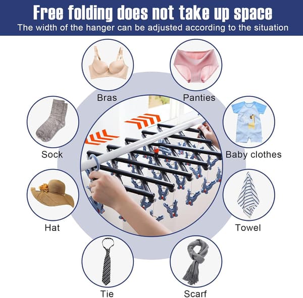 Sock Drying Rack,Sock Hanger for Washing Line, Foldable Clip Hangers with 29 Drying Clips