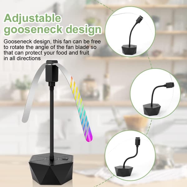 Elektrisk flueafvisende ventilator, 2-pak, med bløde vinger, velegnet til restauranter, picnics, grill og camping